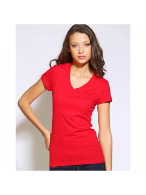 Plain V-Neck T-shirt Jersey short Sleeve Bella 120 GSM